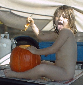 Denali Cleaning the Pumpkin